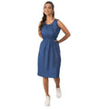 Vaystra Denim Solid Sleeveless Dress – Blue