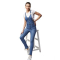 Vaystra Denim Lycra Solid Buttoned Dungaree – Ice Blue