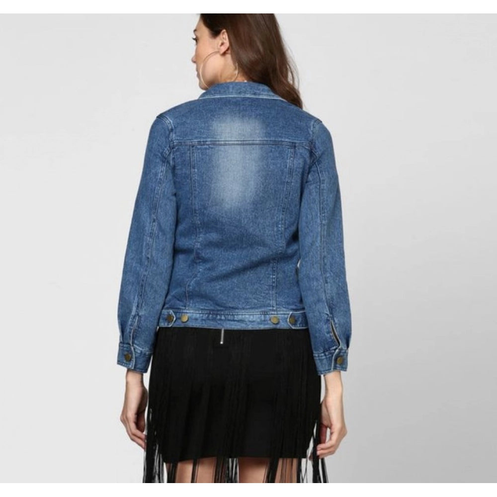 Vaystra Denim Washed Long Sleeves Jacket – Blue