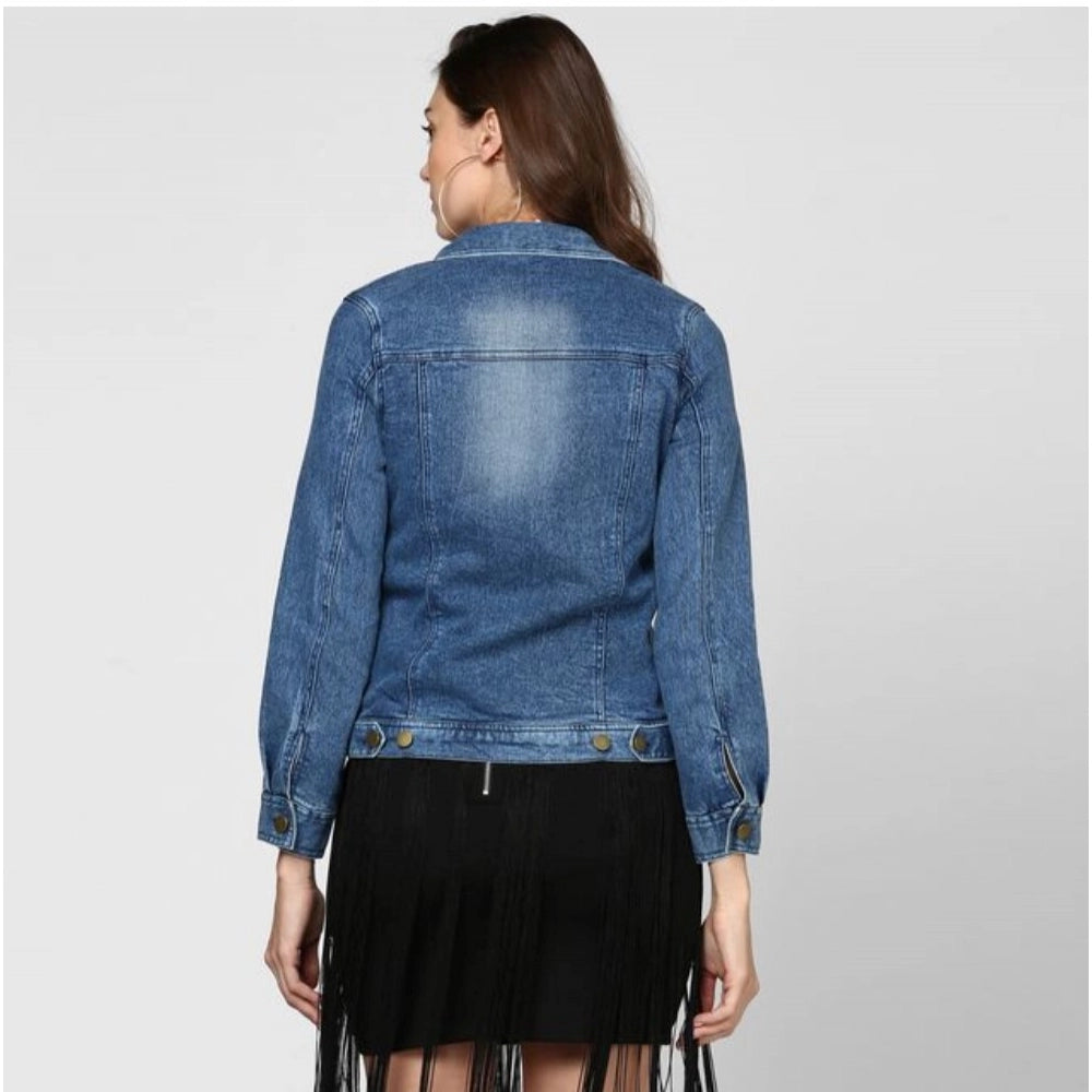 Vaystra Denim Washed Long Sleeves Jacket – Blue