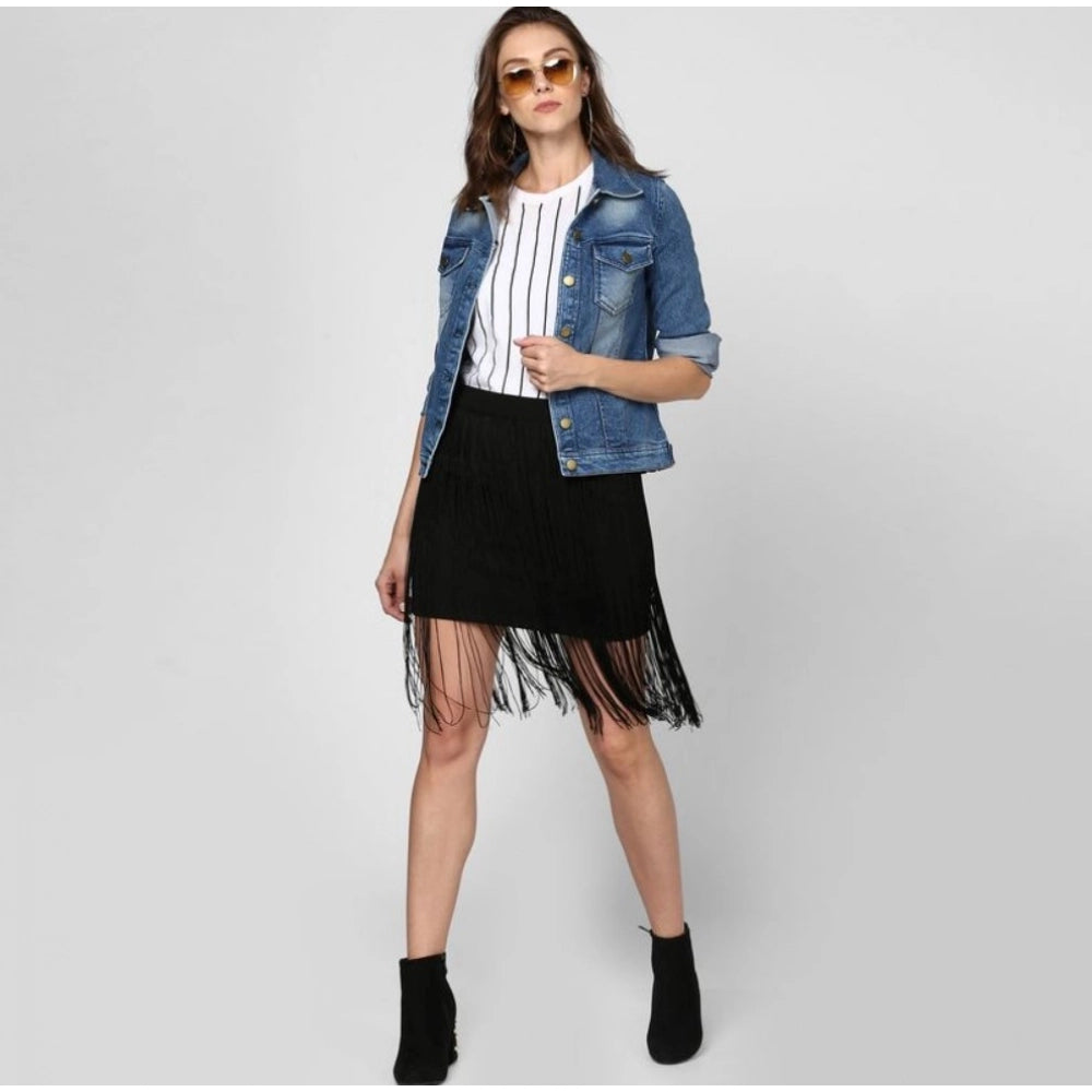 Vaystra Denim Washed Long Sleeves Jacket – Blue