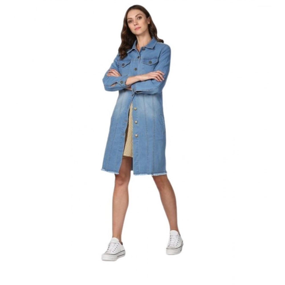Vaystra Denim Washed Long Sleeves Jacket – Blue