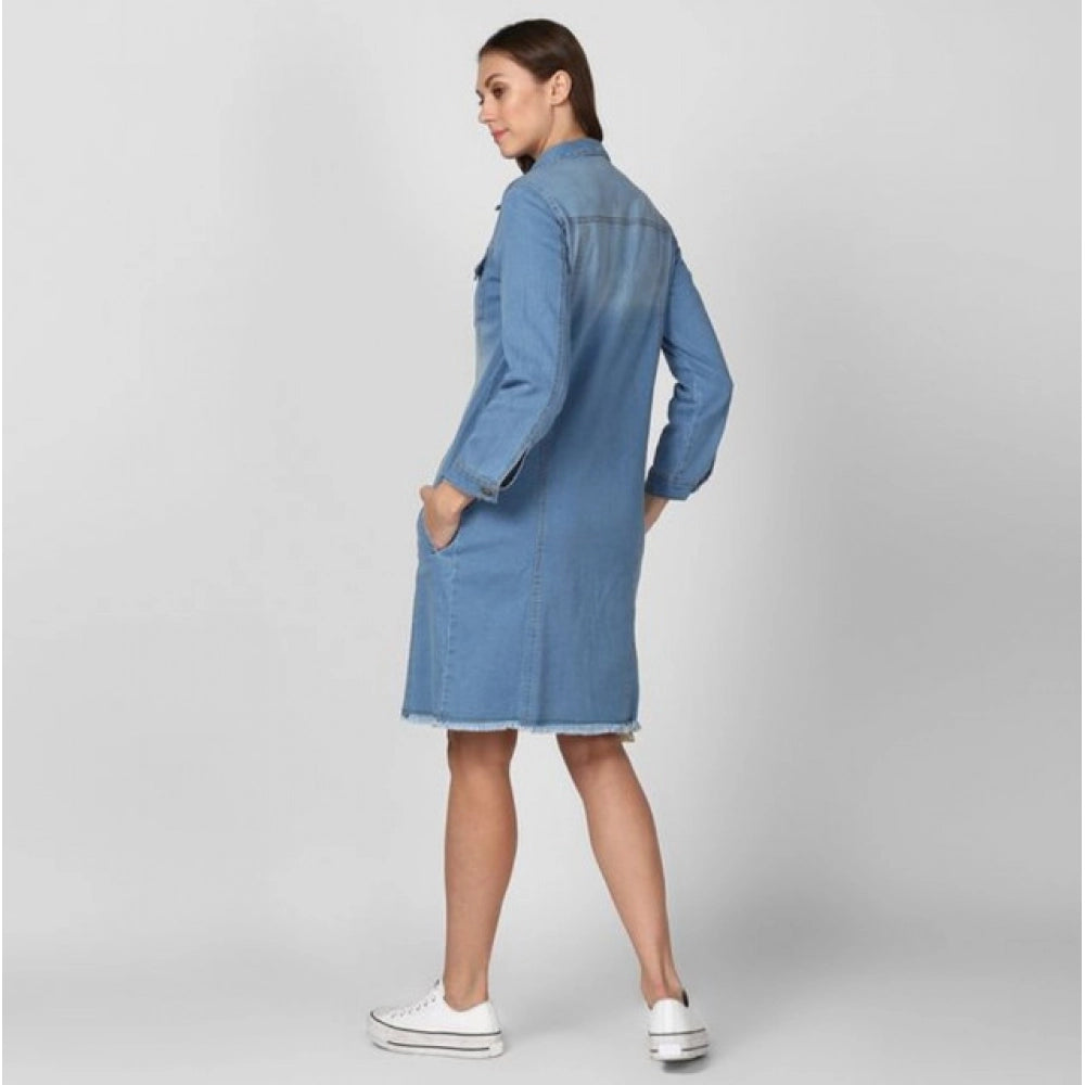 Vaystra Denim Washed Long Sleeves Jacket – Blue