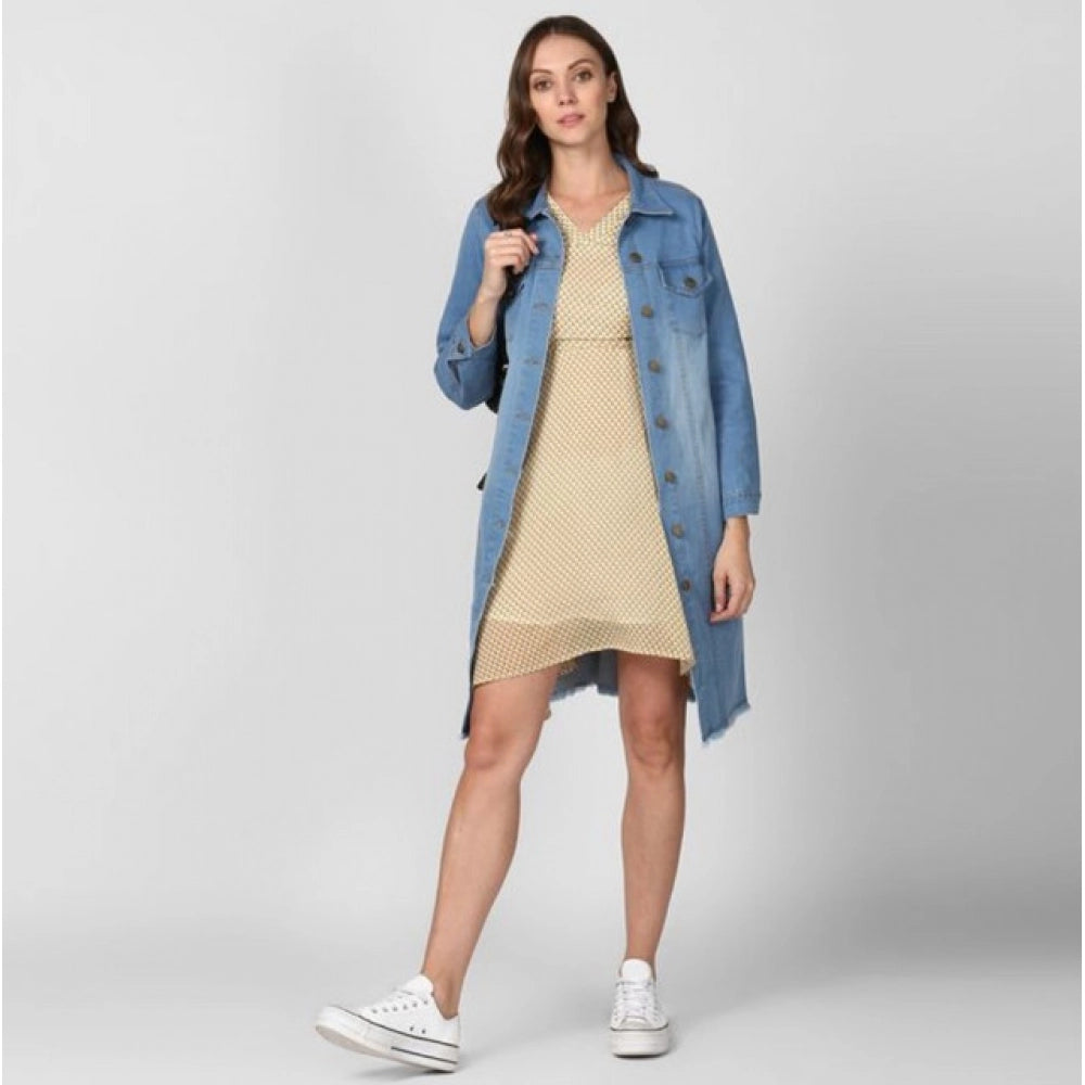 Vaystra Denim Washed Long Sleeves Jacket – Blue