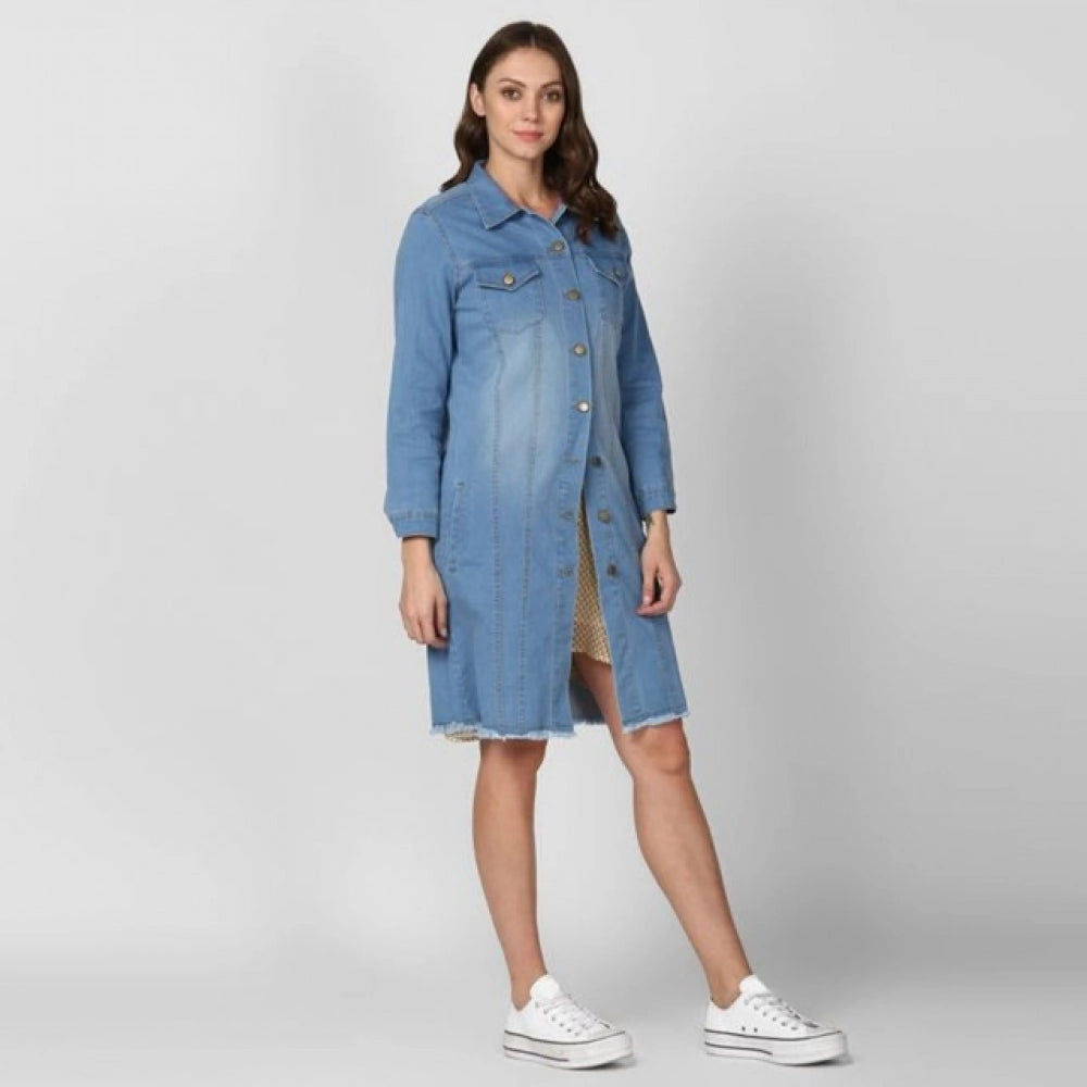 Vaystra Denim Washed Long Sleeves Jacket – Blue