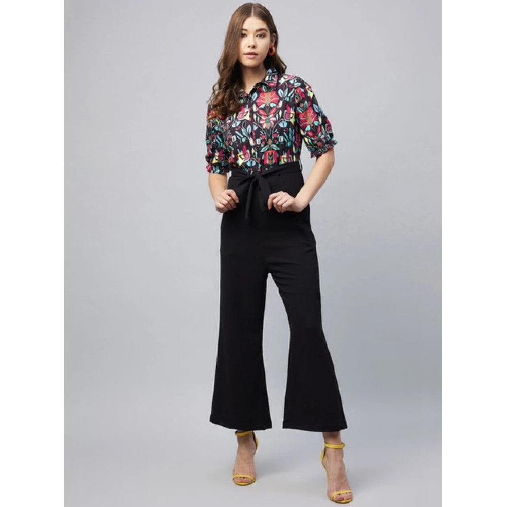 Vaystra Polyester Floral Short Sleeve Jumpsuit – Multicolor