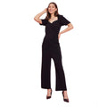 Vaystra Polyester Lycra Solid Puff Sleeve Jumpsuit – Black