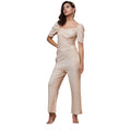 Vaystra Polyester Shimmer Self Design Short Sleeve Jumpsuit – Gold