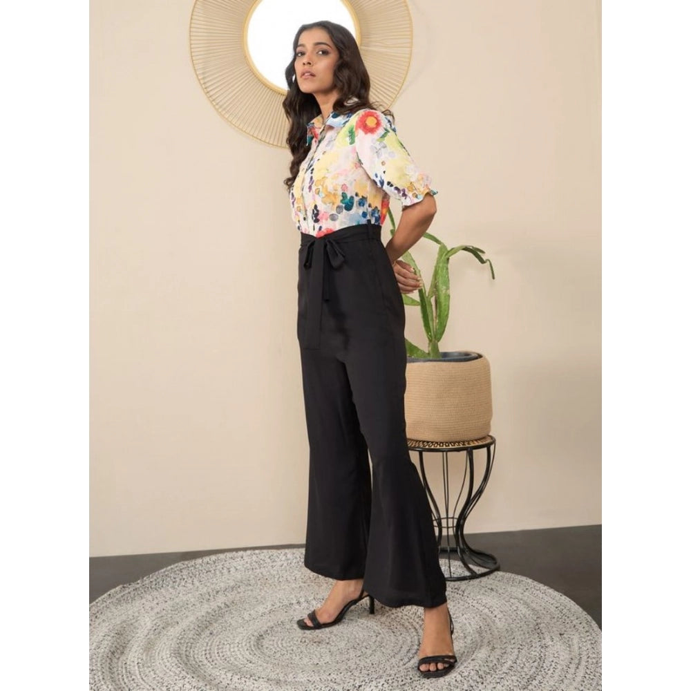 Vaystra Polyester Floral Half Sleeves Jumpsuit – Multicolor
