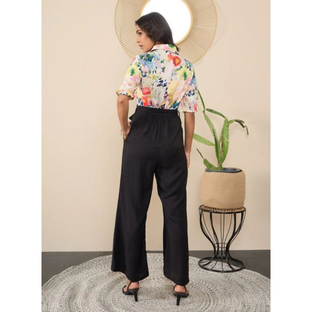 Vaystra Polyester Floral Half Sleeves Jumpsuit – Multicolor