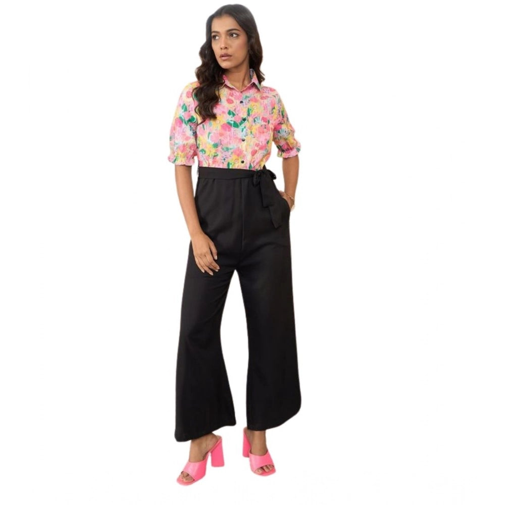 Vaystra Polyester Floral Half Sleeves Jumpsuit – Multicolor