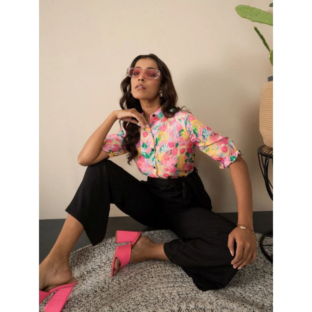 Vaystra Polyester Floral Half Sleeves Jumpsuit – Multicolor