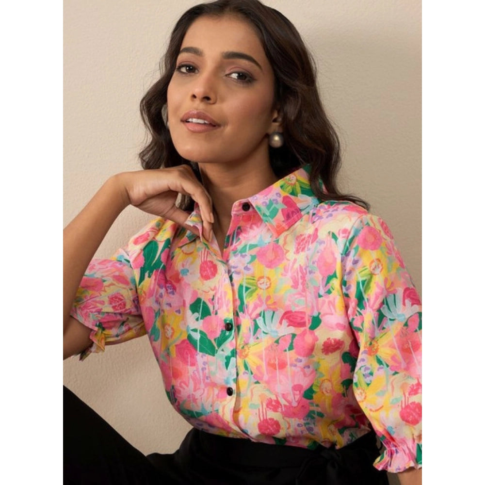 Vaystra Polyester Floral Half Sleeves Jumpsuit – Multicolor