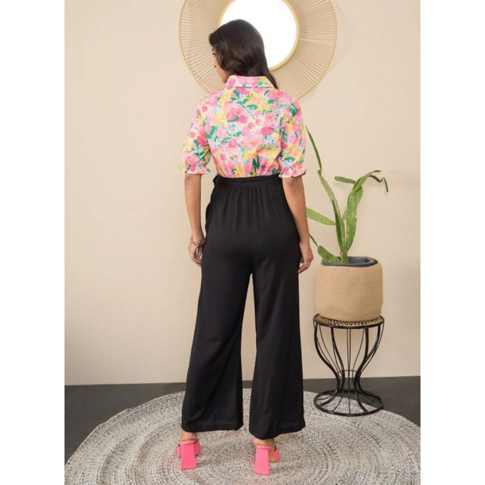 Vaystra Polyester Floral Half Sleeves Jumpsuit – Multicolor
