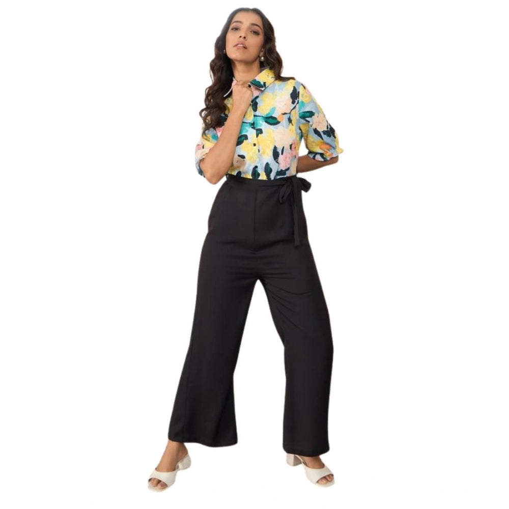 Vaystra Polyester Floral Half Sleeves Jumpsuit – Multicolor