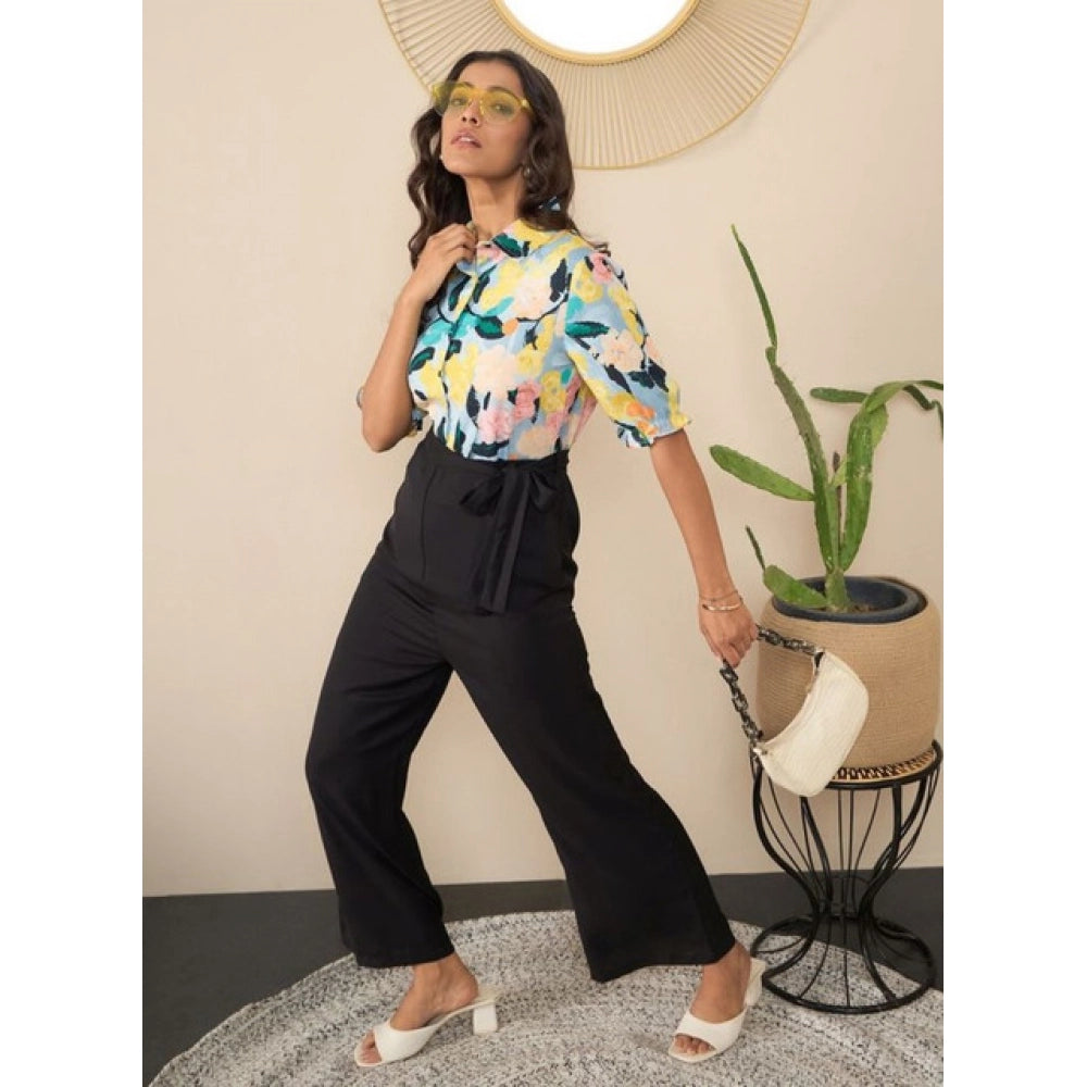 Vaystra Polyester Floral Half Sleeves Jumpsuit – Multicolor