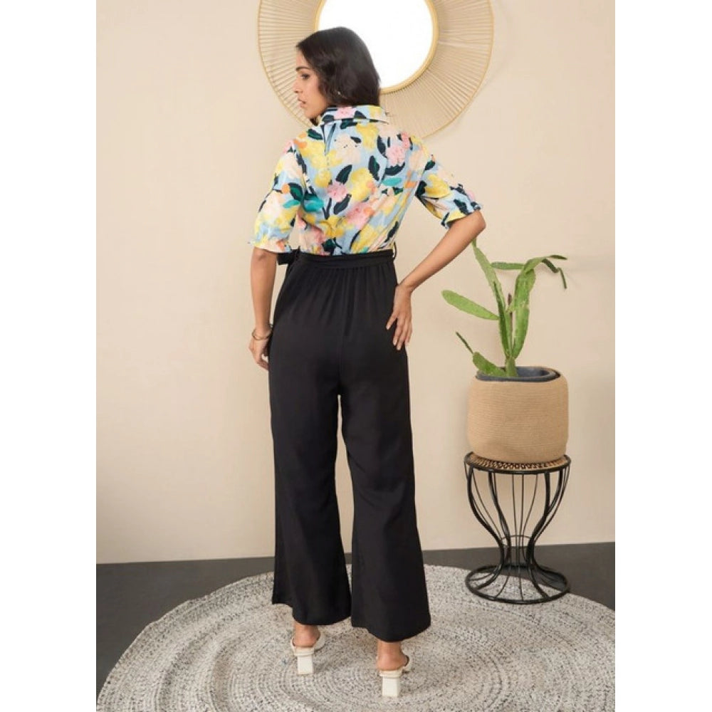 Vaystra Polyester Floral Half Sleeves Jumpsuit – Multicolor