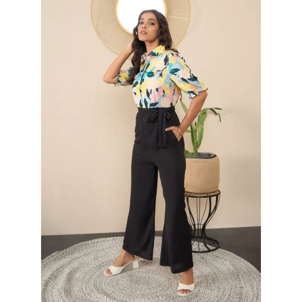Vaystra Polyester Floral Half Sleeves Jumpsuit – Multicolor