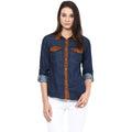 Vaystra Denim Cotton based Solid Long Sleeves Shirt – Blue