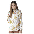 Vaystra Satin Printed Long Sleeves Shirt – White-Gold