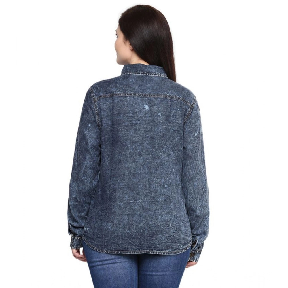Vaystra Denim Solid Long Sleeves Shirt – Blue