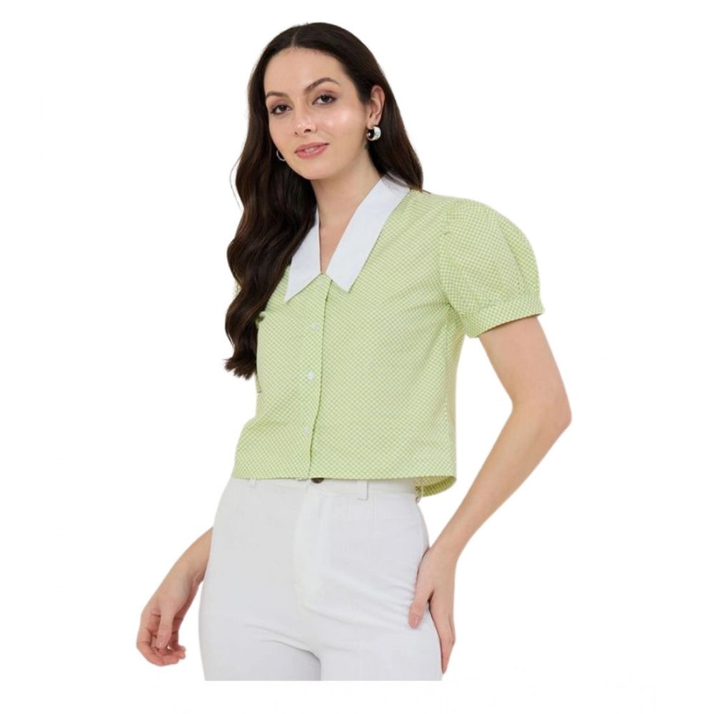 Vaystra Cotton Striped Half Sleeve Shirt – Green-White