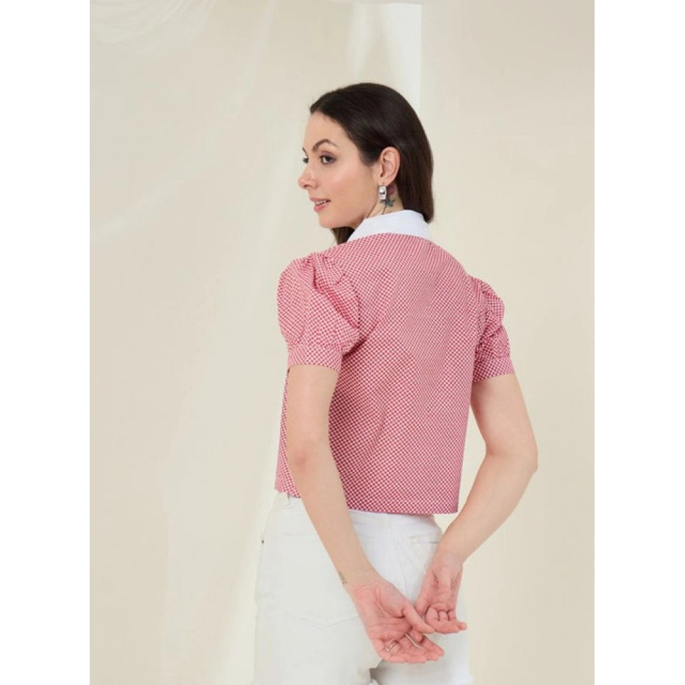 Vaystra Cotton Checkered Half Sleeve Shirt – Red-White