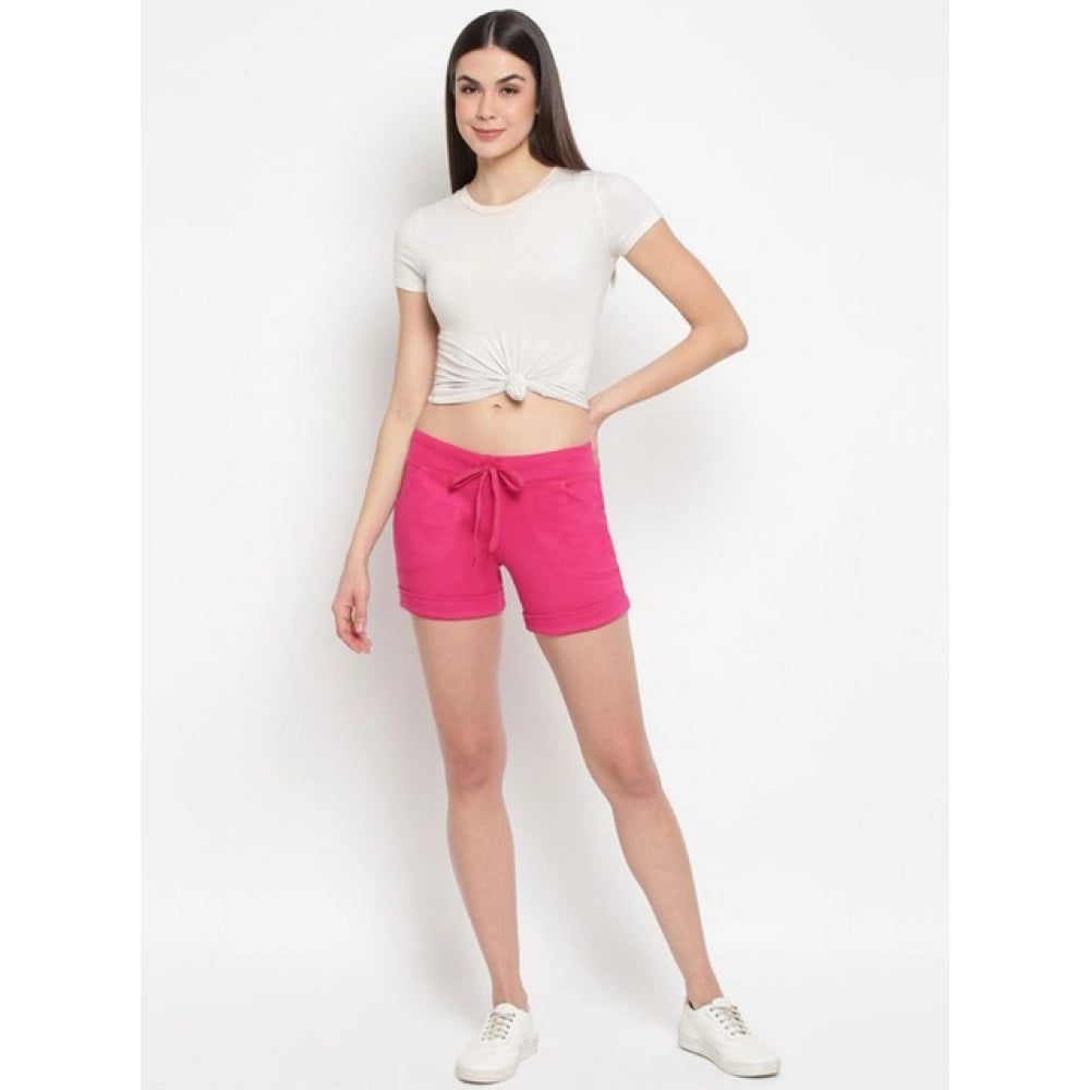 Vaystra Cotton Solid Elasticated Shorts – Pink