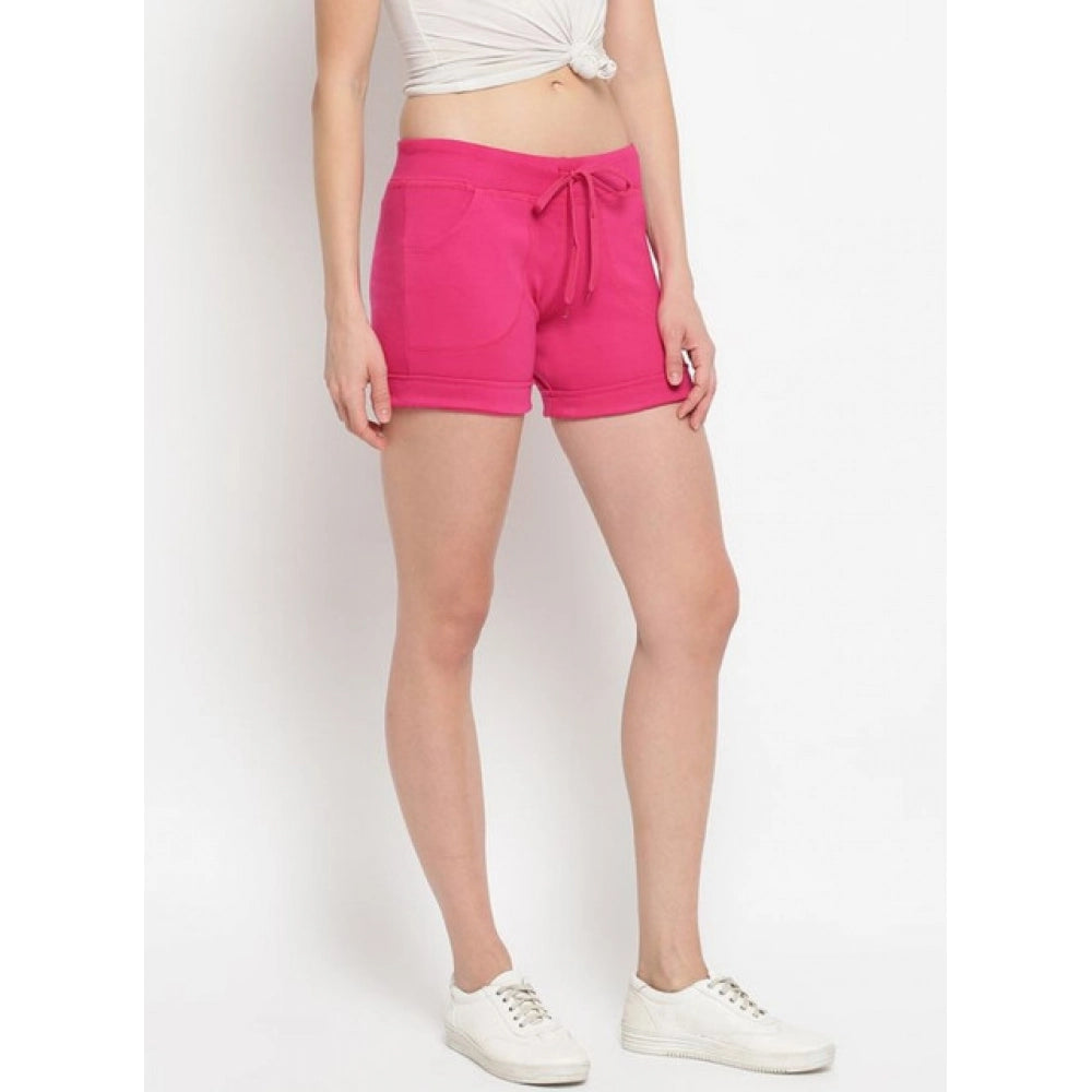 Vaystra Cotton Solid Elasticated Shorts – Pink