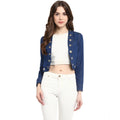 Vaystra Denim Embellished Long Sleeves Shrug – Blue