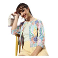 Vaystra Polyester Floral 3-4th Sleeves Shrug – Multicolor