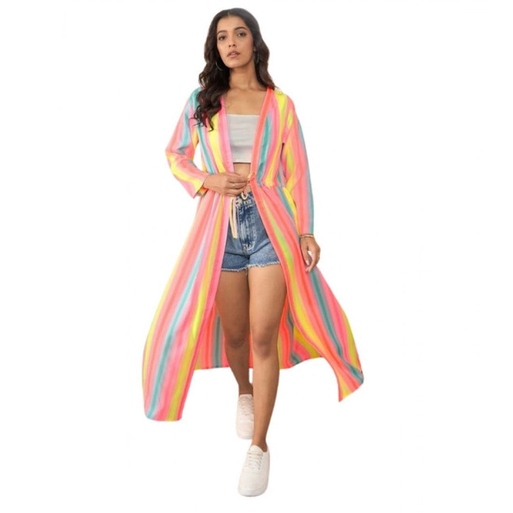 Vaystra Polyester Crepe Printed Long Sleeves Shrug – Multicolor