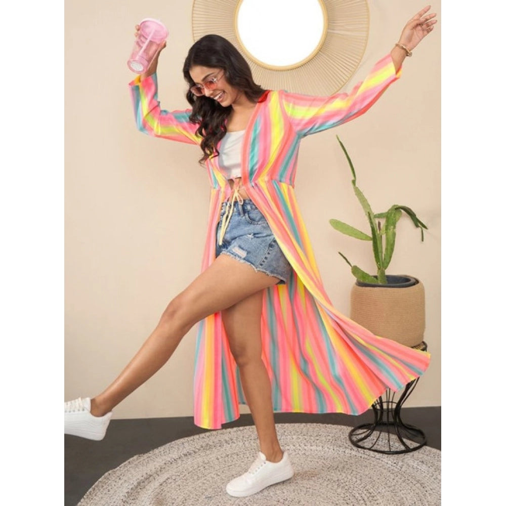 Vaystra Polyester Crepe Printed Long Sleeves Shrug – Multicolor