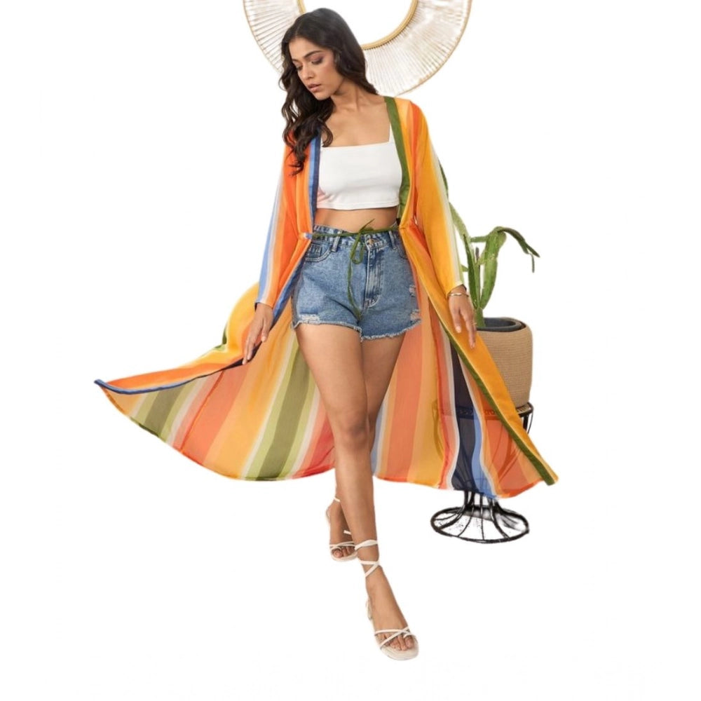Vaystra Polyester Crepe Printed Long Sleeves Shrug – Multicolor