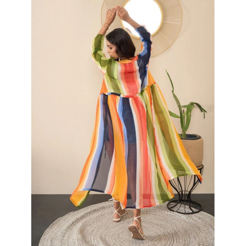 Vaystra Polyester Crepe Printed Long Sleeves Shrug – Multicolor