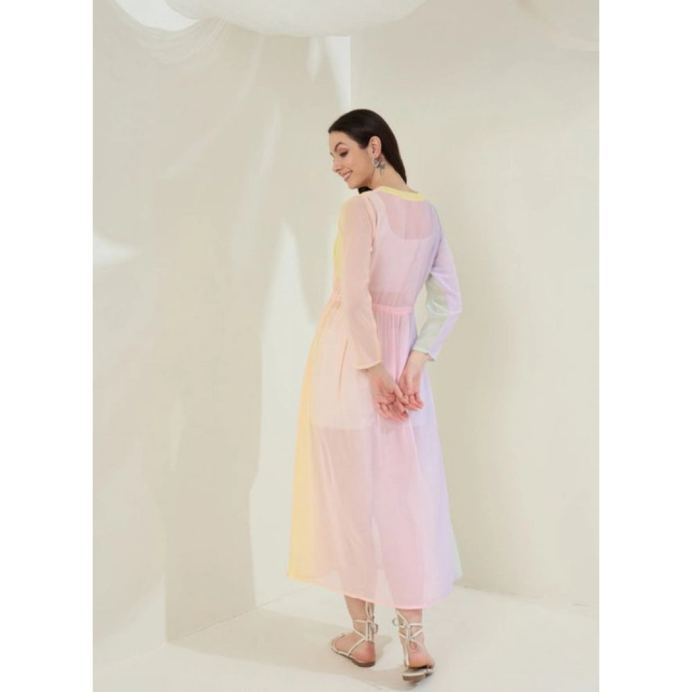 Vaystra Georgette Ombre Short Sleeve Shrug – Multicolor