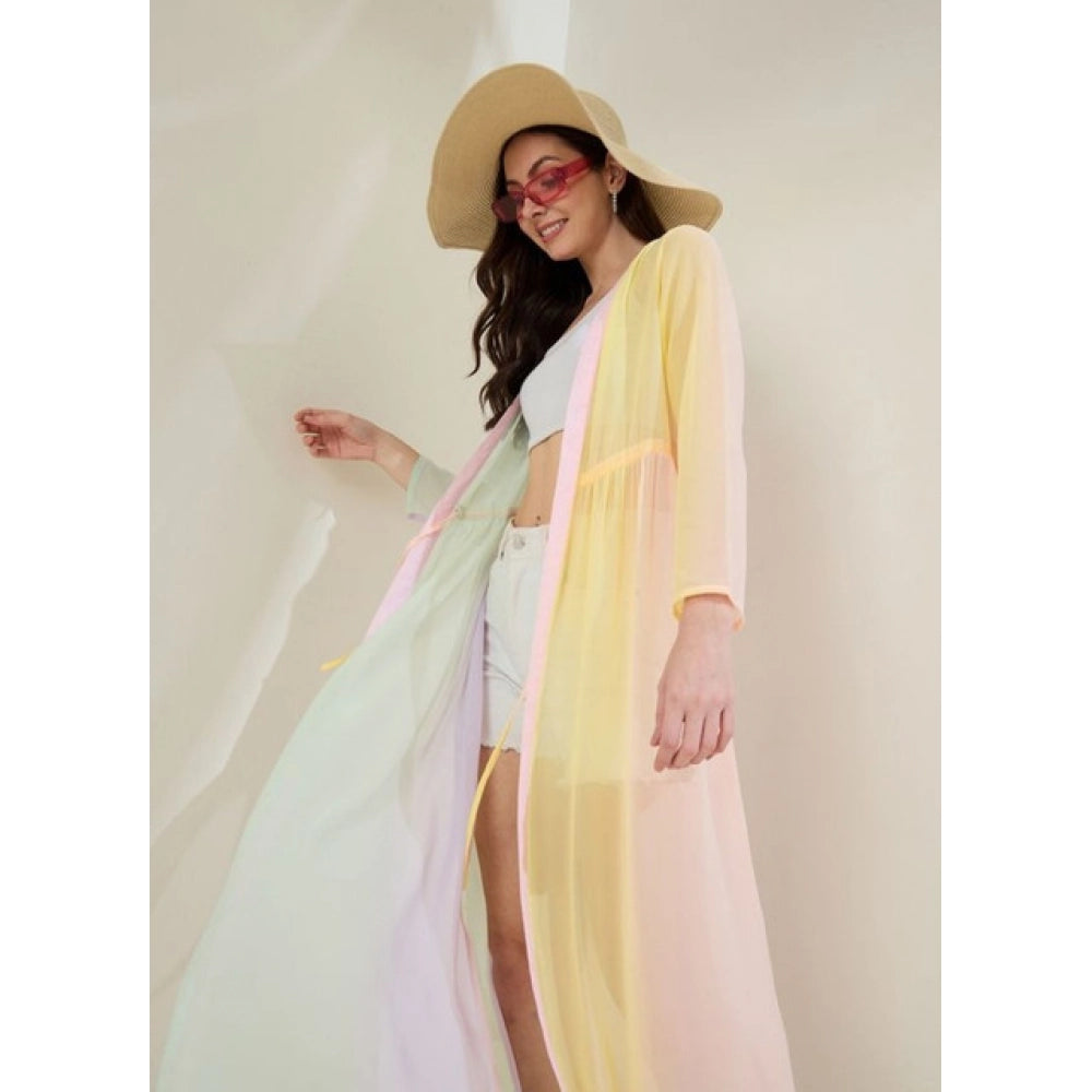 Vaystra Georgette Ombre Short Sleeve Shrug – Multicolor