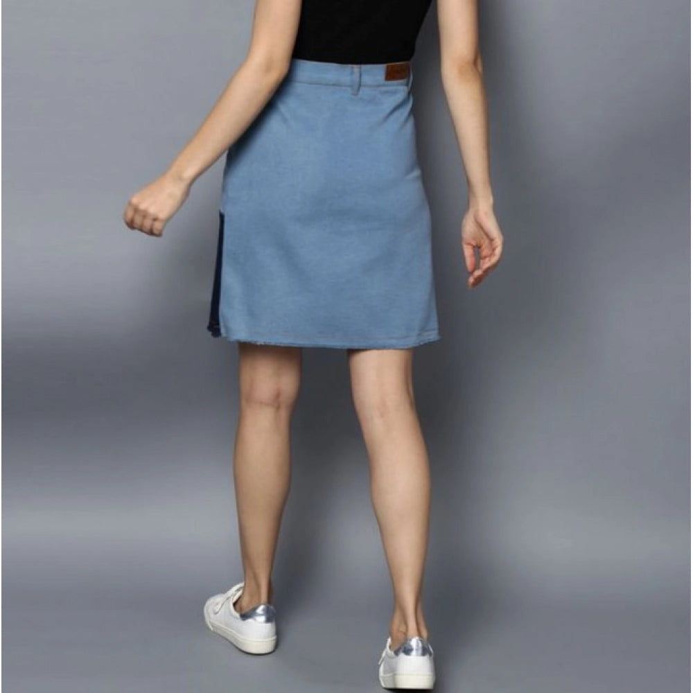 Vaystra Denim Brick Style Buttoned Skirt – Blue