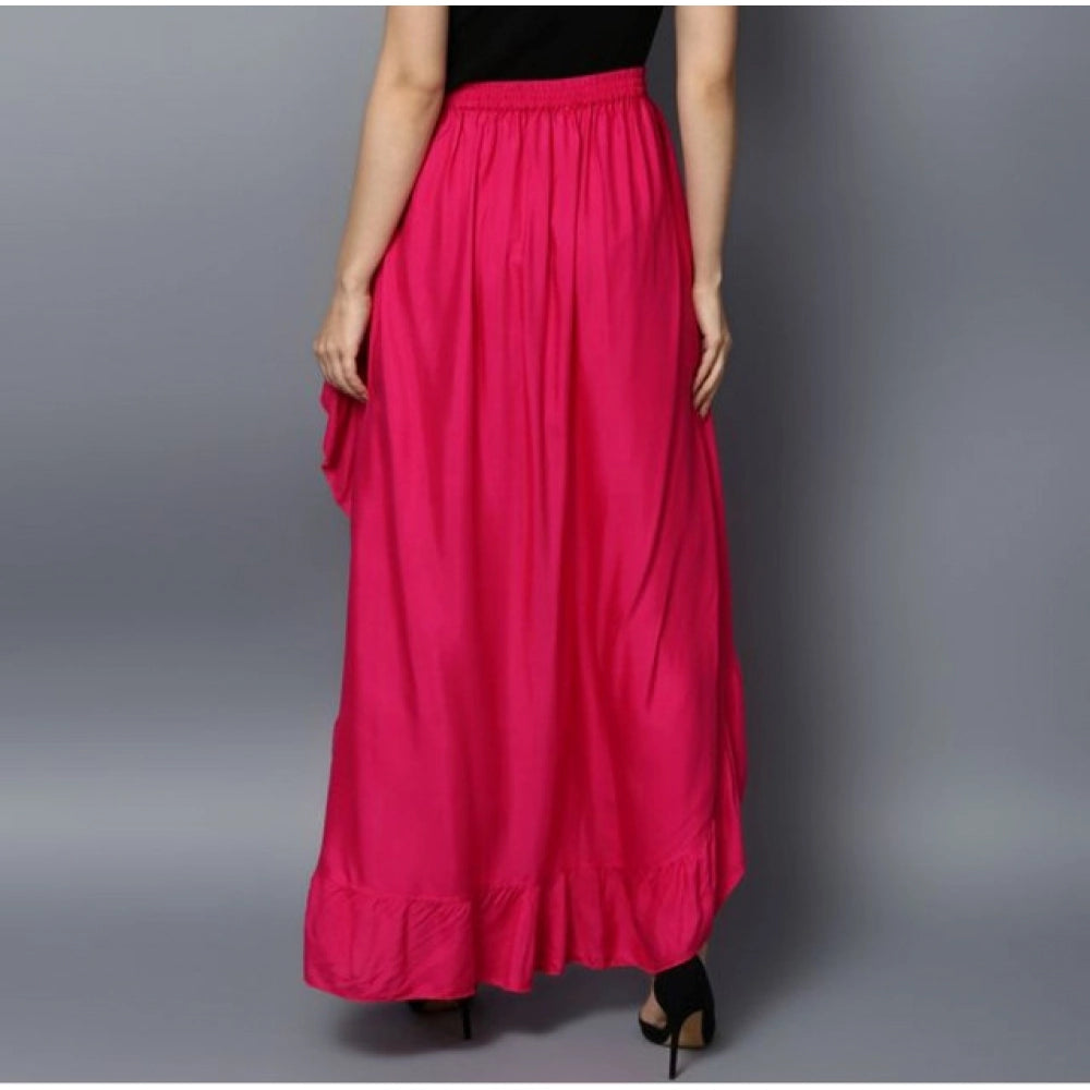 Vaystra Rayon Ruffled Elasticated Skirt – Pink