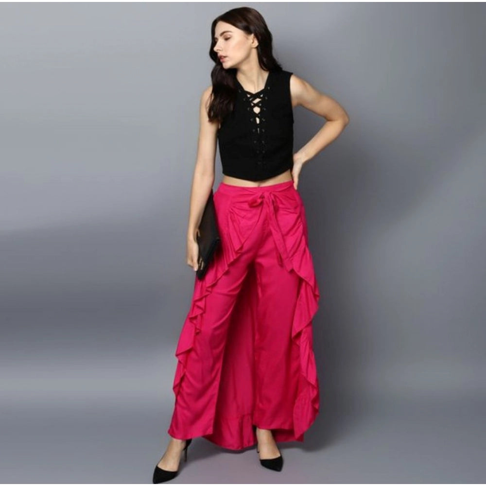Vaystra Rayon Ruffled Elasticated Skirt – Pink