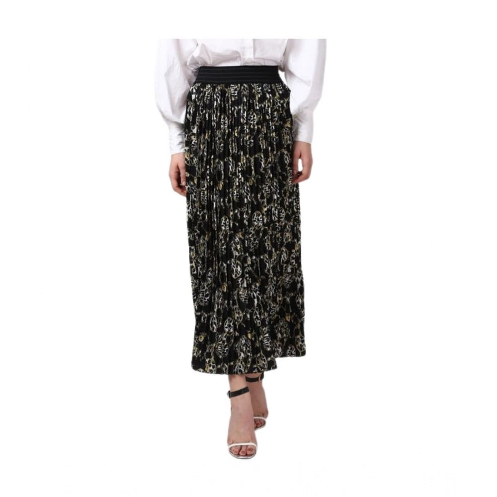 Vaystra Georgette Chain Print Elasticated Skirt – Black-Cream