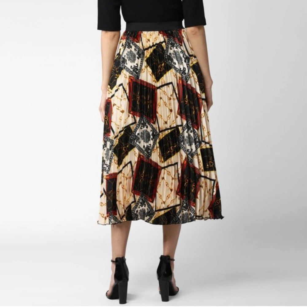 Vaystra Satin Pleated Elasticated Skirt – Multicolor