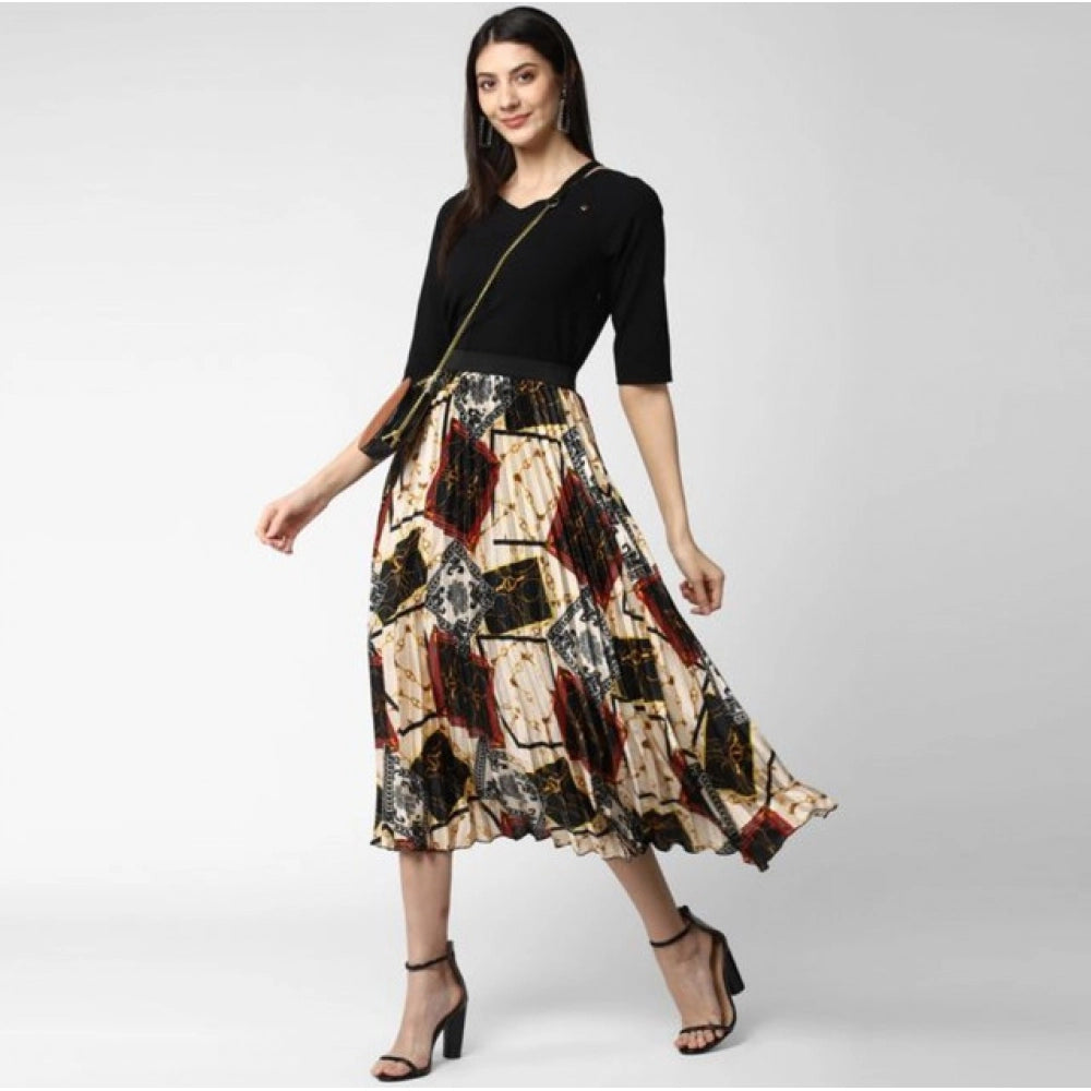 Vaystra Satin Pleated Elasticated Skirt – Multicolor