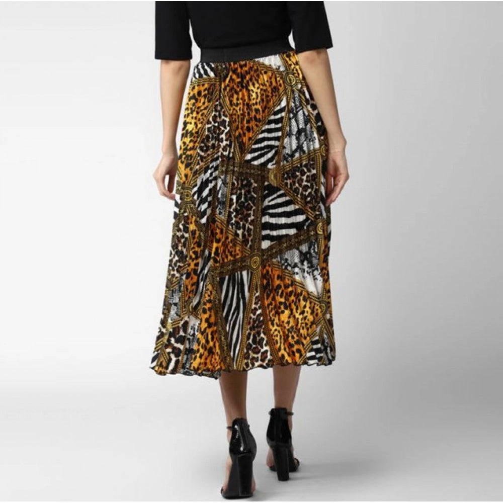 Vaystra Satin Pleated Elasticated Skirt – Multicolor