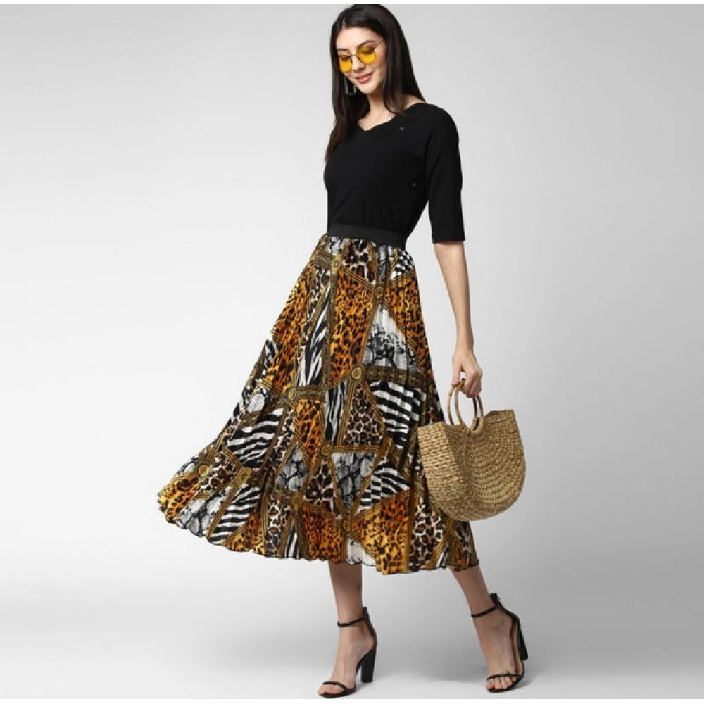 Vaystra Satin Pleated Elasticated Skirt – Multicolor