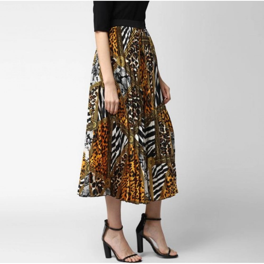 Vaystra Satin Pleated Elasticated Skirt – Multicolor