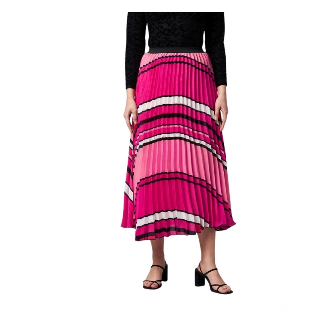 Vaystra Satin Pleated Elasticated Skirt – Pink