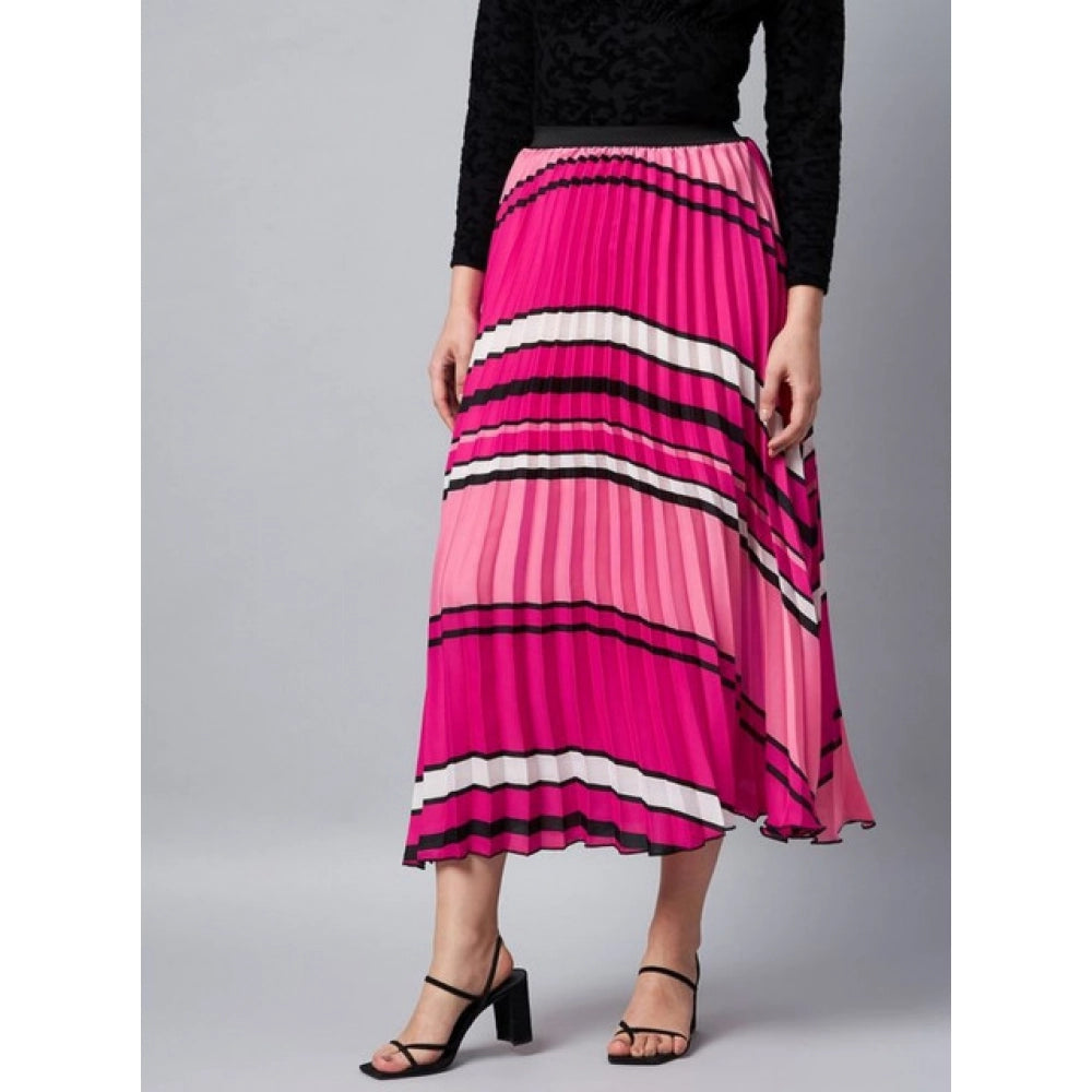 Vaystra Satin Pleated Elasticated Skirt – Pink