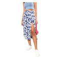 Vaystra Polyester Floral Side Zip Skirt – Blue-White