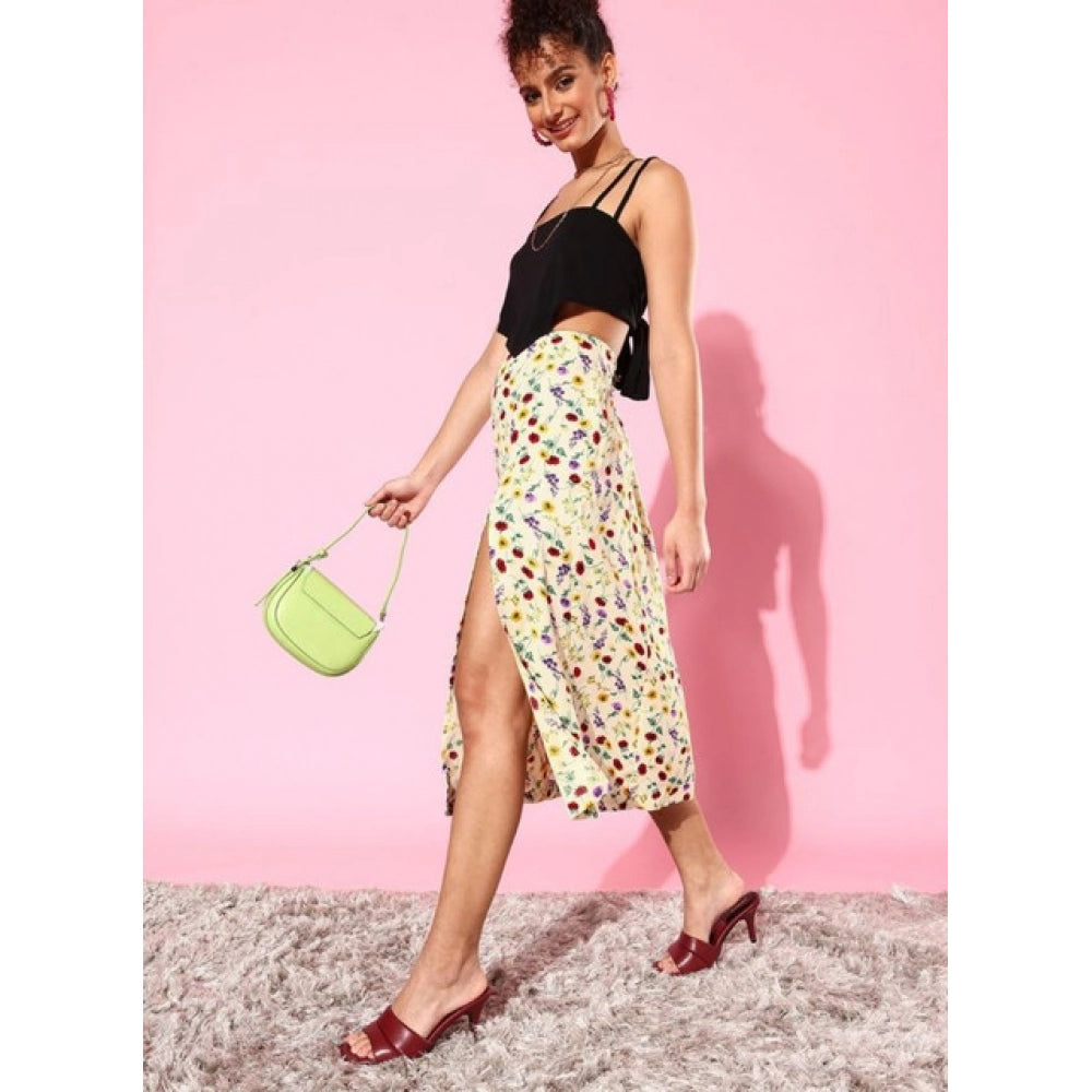 Vaystra Polyester Floral Side Zip Skirt – Multicolor